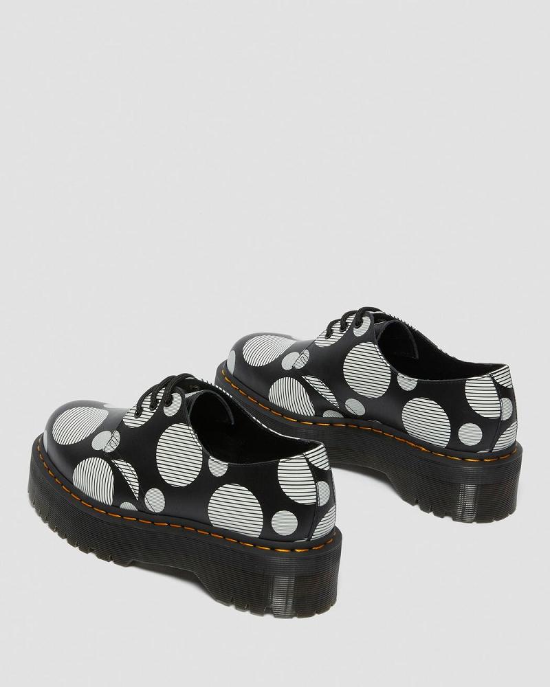 1461 Polka Dot Smooth Bőr Platform Cipő Férfi Fekete | HU 196NWY